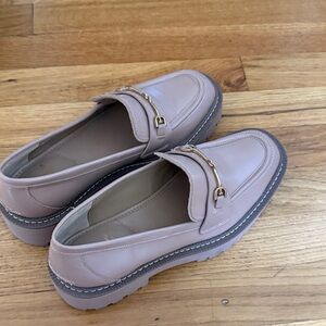 Sam Edelman Taupe Loafers with Gold Accent